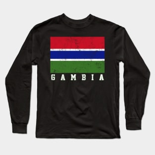 Gambia / Faded Vintage Style Flag Design Long Sleeve T-Shirt